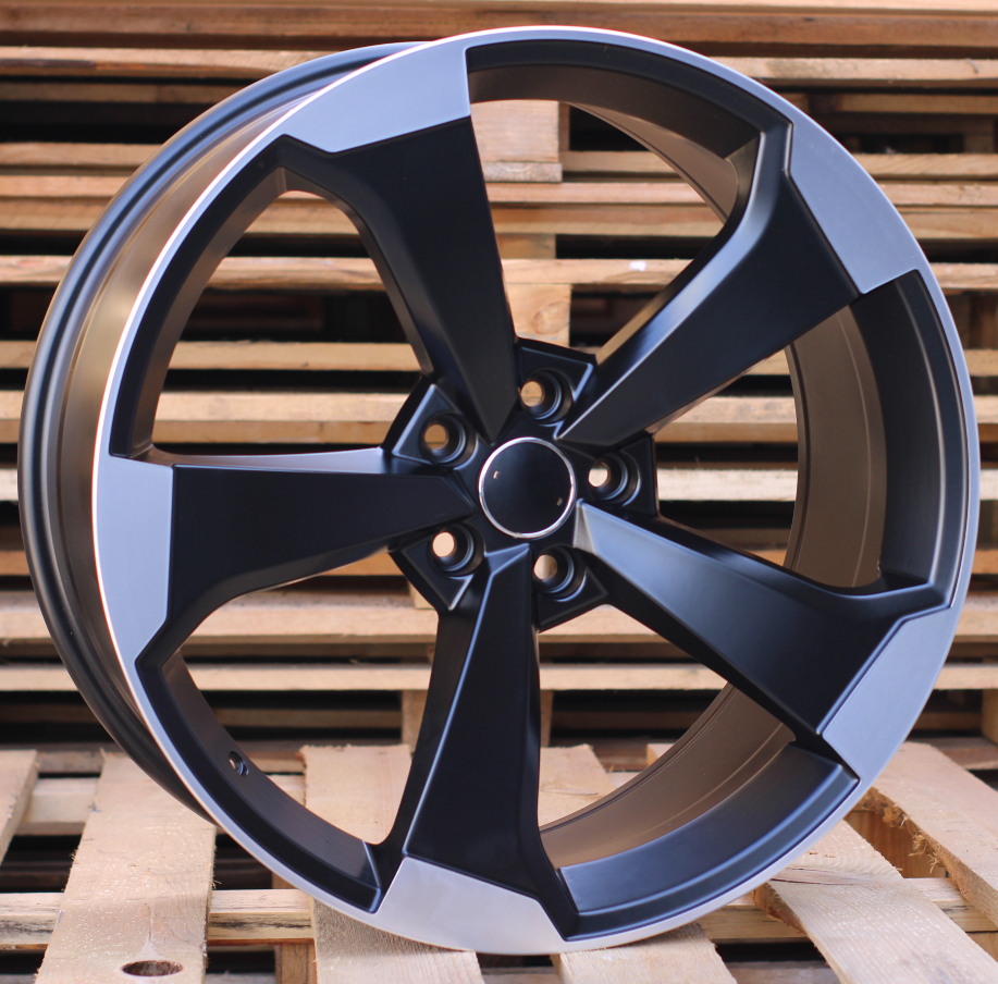 Audi XE351  Melns pusmatēts ar pulētu virsmu R18 5X112 8J et35 66.5