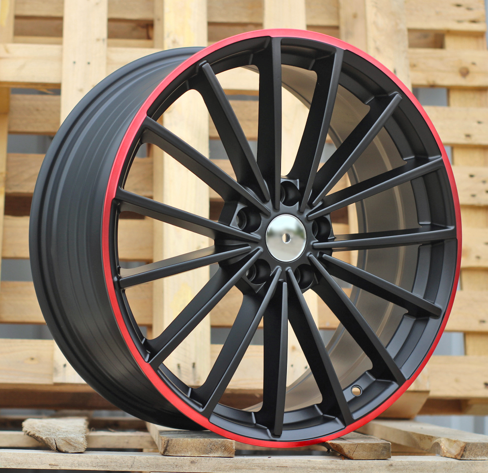 Volkswagen I0383  Melns pusmatēts ar sarkanu malu R19 5X112 8J et45 57.1