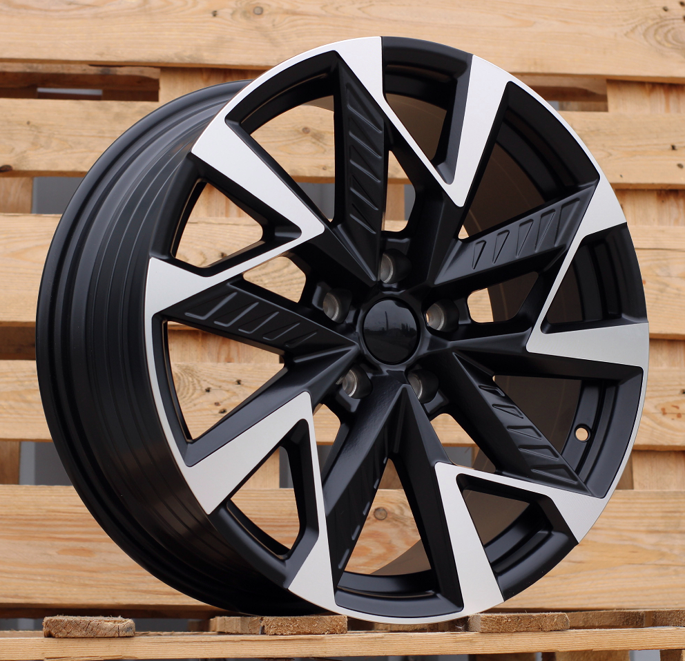 YF0443  Melns pusmatēts ar pulētu virsmu R18 5X112 8J et40 57.1