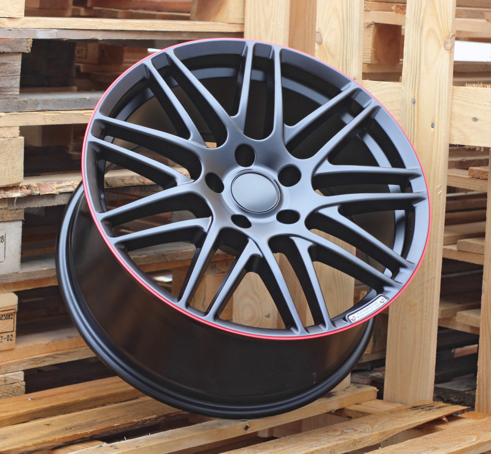 Mercedes 8102  Melns pusmatēts ar sarkanu malu R20 5X130 9.5J et33 84.1