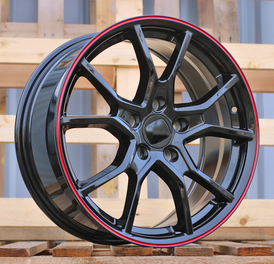 Honda B1418  Melns ar sarkanu malu R17 5X114.3 7.5J et45 64.1